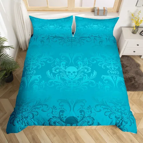 Vista 39 de Erosebridal Juego de ropa de cama gótica de damasco para adultos, funda de edredón victoriana antigua, tamaño individual, funda de edredón gótica
