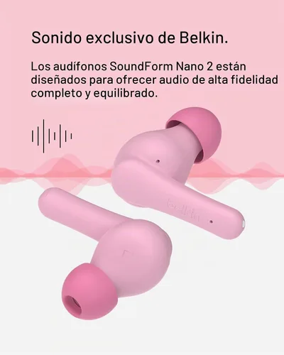 Vista 7 de Auriculares Belkin SoundForm Nano 2 Bluetooth para niños con micrófono integrado, vida útil de batería de 28H, volumen seguro de 85dB, resistencia