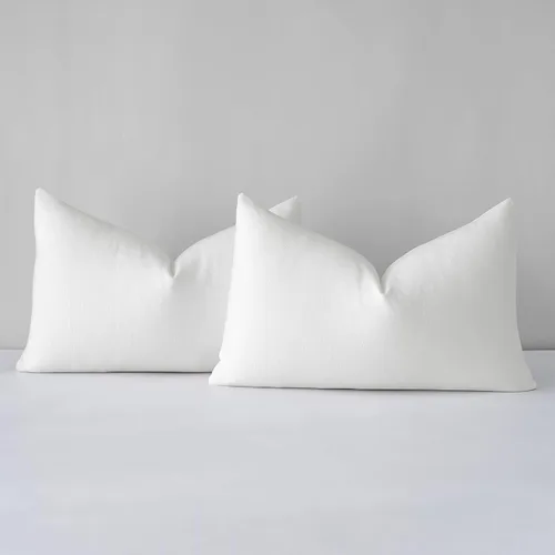 Vista 34 de Mixhug Juego de 2 fundas de almohada decorativas de lino para sofá y cama, cojín lumbar, color marrón claro, 12 x 20 pulgadas