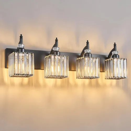 Vista 27 de Juego de dos apliques de pared modernos negros para interiores, lámpara de pared de cristal, lámpara de pared montada en la pared, aplique de pared