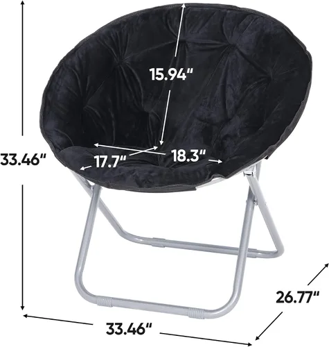 Vista 3 de SUPER DEAL Silla plegable con platillo, para adultos y niños, silla redonda portátil de piel sintética para sala de estar, dormitorio, apartamento