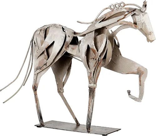 Vista 10 de SunBlogs Art Estatua de caballo hecha a mano - Decoración rústica única para oficina y hogar - Escultura de metal pintada a mano - Regalo artesanal