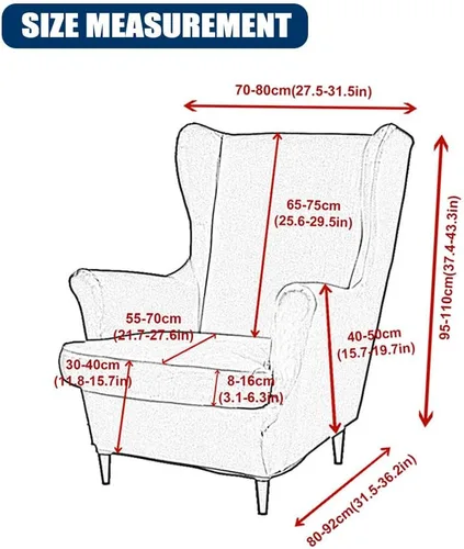 Vista 6 de Morbuy Funda para silla Wingback, 2 piezas, lavable, elástica, con respaldo de ala, fundas para silla con brazos para sala de estar, dormitorio