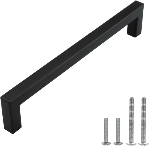 Vista 11 de Modket Paquete de 1 manija cuadrada europea para gabinete de acero inoxidable 304 de 2 pulgadas, pomo negro mate