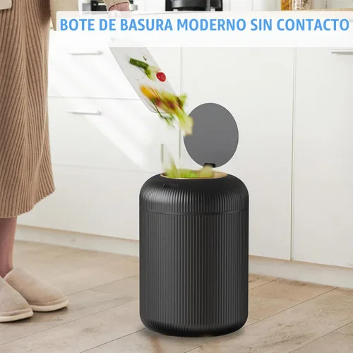Vista 5 de URALFA - Cubo de basura con sensor de movimiento y tapa, 3 galones / 11 L, cubo de basura automático para baño, cubo de basura sin contacto, cubo