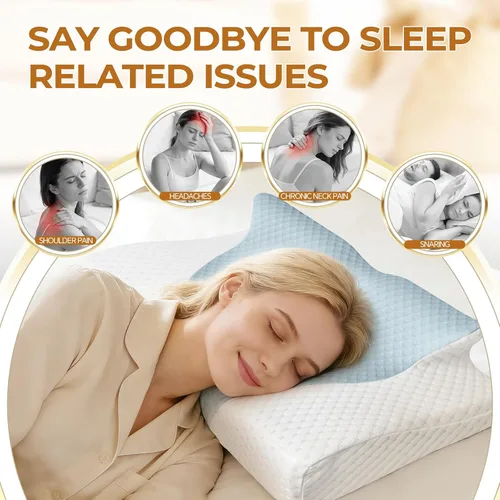 Vista 3 de Almohada cervical para el cuello para aliviar el dolor, almohada ergonómica para dormir de lado, almohada de apnea del sueño, almohada ortopédica