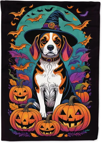 Vista 15 de Caroline's Treasures DAC1466GF - Bandera decorativa para jardín de Halloween de Affenpinscher Witchy para jardín, decoración para patio exterior