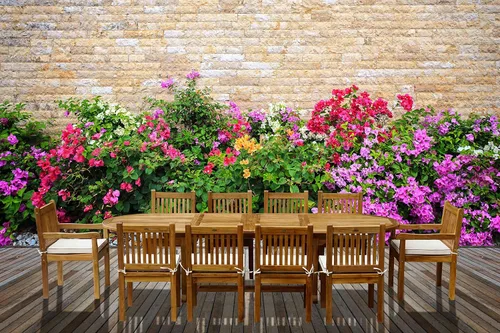Vista 3 de Mesa de extensión doble ovalada para patio al aire libre, hecha de madera maciza de teca de grado A