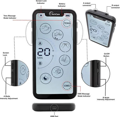Vista 3 de Estimulador muscular Unidad de decenas de 24 modos Pantalla táctil EMS Pulso Masajeador Máquina Dispositivo Cuello Espalda Pierna Hombro Alivio