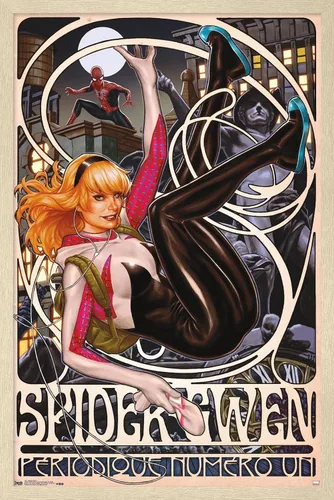 Vista 7 de Trends International Marvel Comics - Póster de pared de Spider-Gwen - Cover #1, 14.725 x 22.375 pulgadas, versión enmarcada de madera de granero