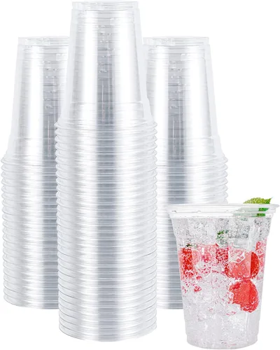 Vista 7 de Lullaby Paquete de 200 vasos de plástico desechables con tapas + 200 vasos de plástico desechables