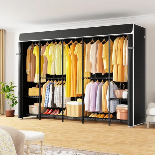 Vista 2 de ULIFHOME H50C Perchero Extra Grande con Cubierta, Armario Portátil Independiente, Percheros de Ropa Cubiertos para Colgar Ropa, Perchero Resistente