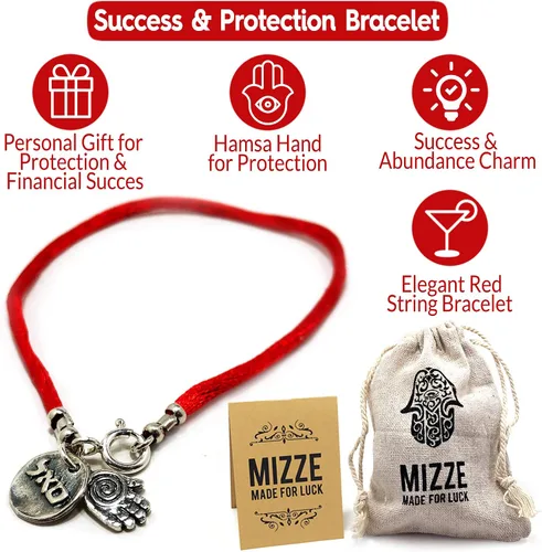 Vista 4 de Hecho a mano Hamsa ROJO Seda Cábala pulsera para la Prosperidad & éxito para hombre
