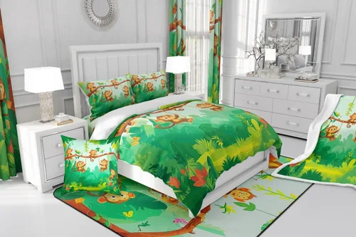 Vista 6 de jejeloiu Alfombras de mono para sala de estar, dormitorio, alfombra antideslizante de 4 x 5 pies, para niños, mujeres y hombres, lindos animales