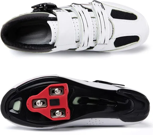 Vista 2 de Bike Shoes for Men Indoor Cycling Shoes Compatible with Pelaton Road Bicycle Shoes Pre-Installed with Look Delta Cleats Clip