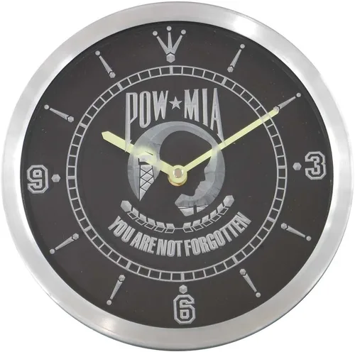 Vista 2 de ADVPRO nc0211-b POW MIA You are not Forgotten - Reloj de pared LED con letrero de neón