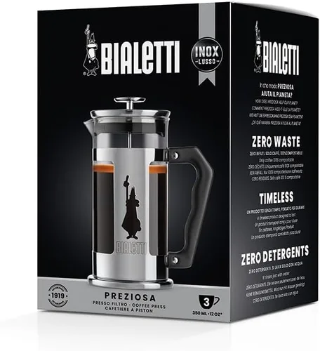 Vista 2 de Bialetti Cafetera de prensa francesa, 3 tazas, acero inoxidable Preziosa