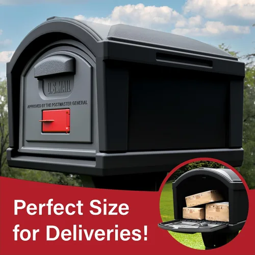 Vista 3 de Simplay3 USPS T4 - Cubierta para buzón y poste XL con construcción duradera de doble pared, diseño resistente a la intemperie, color negro