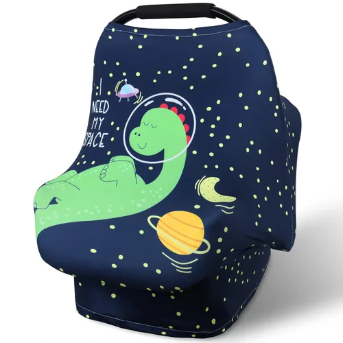 Vista 12 de Metplus Funda de asiento de automóvil sin contacto para bebés, fundas de lactancia para mamá, bufanda de lactancia, toldo multiusos para asiento
