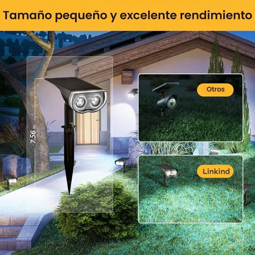 Vista 2 de Linkind Focos solares para exteriores, impermeables, del anochecer al Luz diurna