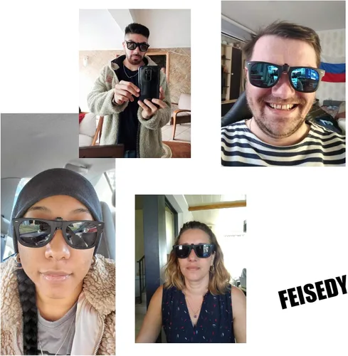 Vista 7 de FEISEDY clásico polarizado rectangular clip gafas de sol hombres mujeres para gafas graduadas B2605