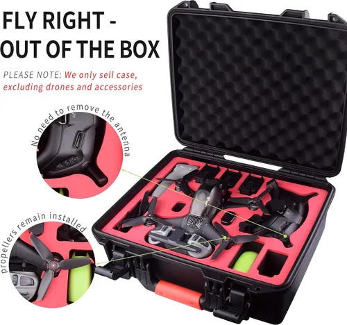 Vista 2 de FPVtosky Funda profesional para DJI FPV resistente al agua para combo de dron DJI FPV lentes V2 controlador de movimiento y otros accesorios