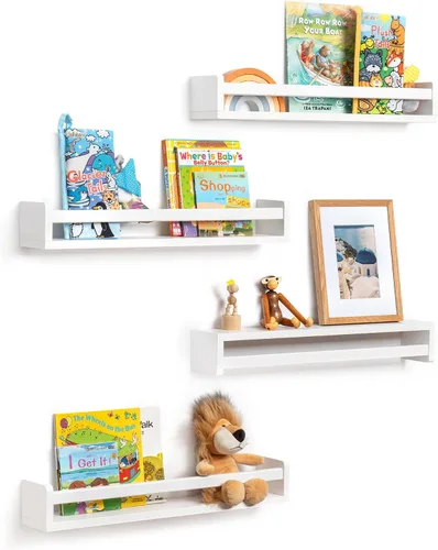 Vista 37 de Fun Memories Pequeños estantes flotantes para pared, estantes cuadrados de pared de 8 pulgadas con soportes invisibles, estantes negros para baño