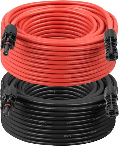 Vista 20 de XRDS -RF Cable de extensión solar 8AWG 3FT paquete de 2 unidades (rojo + negro), cable fotovoltaico con conectores solares macho/hembra, cable