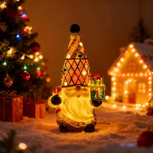 Vista 6 de Decoración de gnomos de Navidad de resina, figuras de gnomos navideños para decoración de mesa de interior, centros de mesa, alféizar de ventana