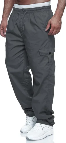 Vista 9 de THWEI Pantalones cargo para hombre, casuales, con cordón, atléticos, jogger, deportivos, pantalones para exteriores Verde militar