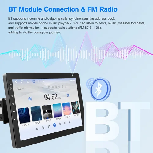 Vista 6 de Haudio - Estéreo de coche DIN único de 10.1 pulgadas con Apple CarPlay inalámbrico y Android Auto, pantalla táctil flotante Android 13, pantalla