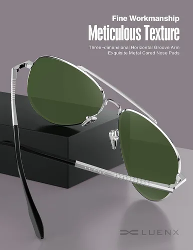 Vista 23 de LUENX, Aviator - Gafas de sol polarizadas, para hombres y mujeres, protección UV 400, con funda 60MM