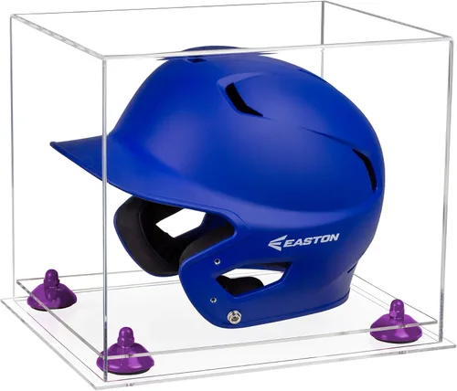 Vista 125 de Better Display Cases Vitrina acrílica para casco de bateo de béisbol con espejo, elevadores rosados, montaje en pared y base de espejo (V22/A012)