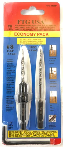 Vista 35 de FTG USA Juego de 3 brocas avellanadoras ajustables para madera #4 (7/64 pulgadas) con broca cónica para carpintería
