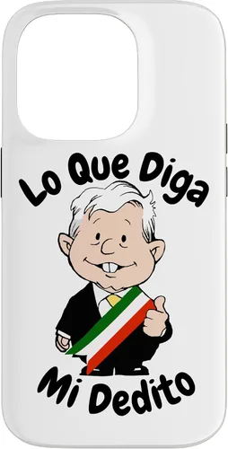 Vista 17 de Funda para iPhone 16 Lo Que Diga Mi Dedito Divertida Caricatura AMLO Amlito México 4T