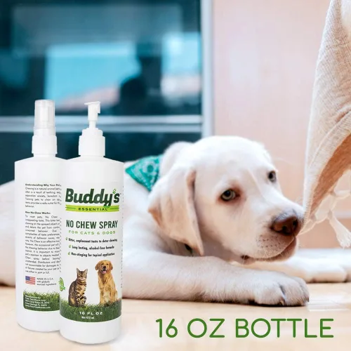 Vista 6 de Buddys Essential - Spray antimasticable para perros y gatos, espray amargo de 16 onzas para cachorros, gatitos, disuasorio de mascotas