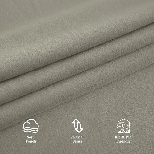 Vista 5 de RYB HOME Cortinas de terciopelo 100% opacas para sala de estar, cortinas de guardería con bloqueo de luz, 2 paneles, cortinas de ventana con Beige