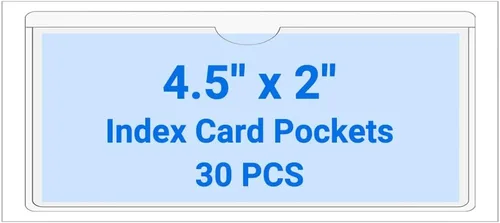 Vista 85 de 30 PCS Clear Self Adhesive Plastic Label Pockets, Top Loading Business & Library Index Card Holders, Peel and Stick Sleeves for Storage Bins, Totes