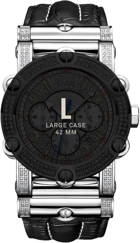 Vista 4 de JBW Reloj de pulsera con diamantes de .98 ctw de 10 años para hombre con correa de cuero