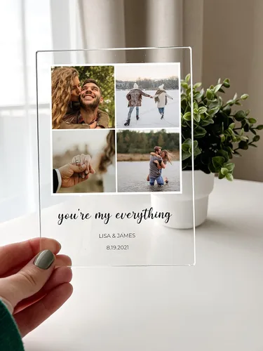 Vista 5 de MIRROR MANIA Nombres y palabras personalizados, collage de fotos, base de madera, soporte de escritorio, decoración del hogar, regalo para ella