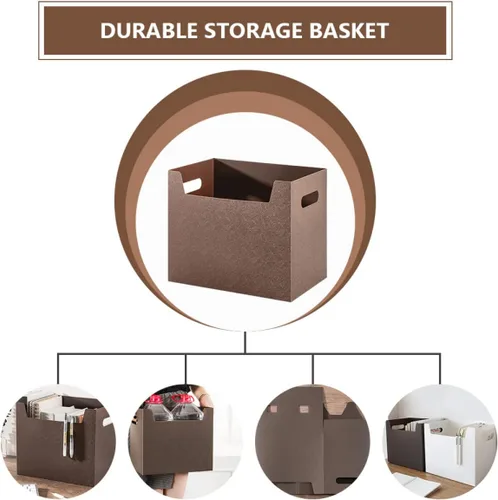 Vista 8 de Cajas de almacenamiento de plástico con asa, canastas plegables para estantes, contenedores de almacenamiento decorativos, impermeables