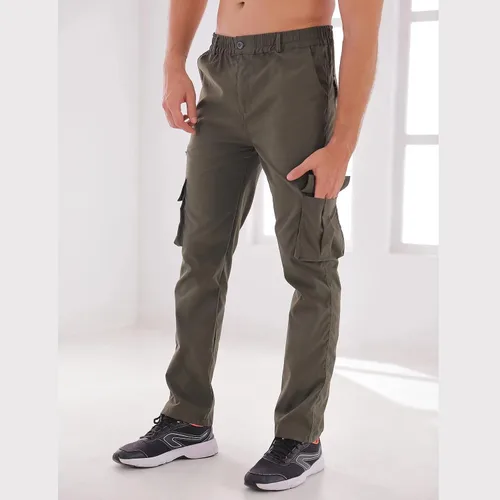 Vista 5 de Pantalones de carga para hombre, ligeros, tácticos, para senderismo, ajuste clásico, múltiples bolsillos