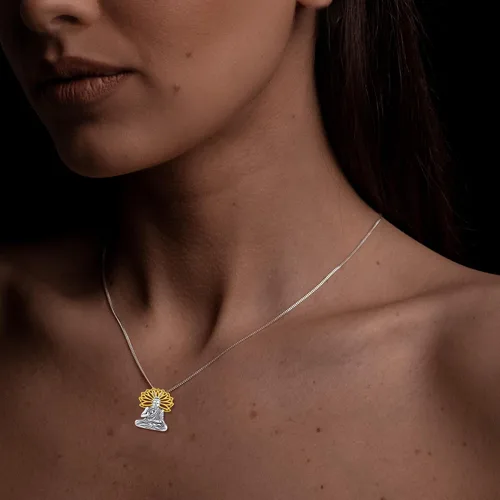 Vista 2 de YAFEINI Collar de plata de ley de Santa Muerte, Diosa, Virgen María, San Cristóbal, San Miguel, San Judas, joyería unisex para mujeres y hombres