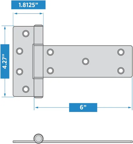 Vista 6 de National Hardware N166-035 Bisagras industriales para puerta en T de 6 pulgadas, paquete de 2 unidades de capacidad de 48 libras por bisagra