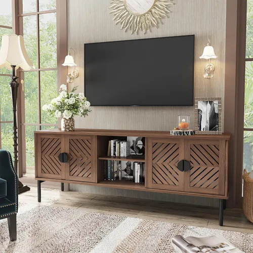 Vista 4 de ARTPOWER Soportes de TV de 55 pulgadas, centro de entretenimiento con Negro