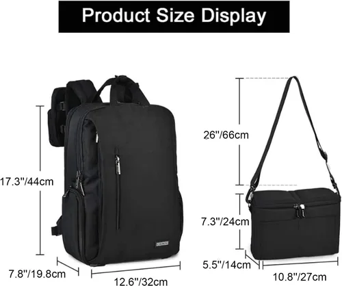 Vista 6 de CADeN Mochila para cámara DSLR, impermeable, antirrobo, con compartimento para laptop de 15.6 pulgadas, puerto de carga USB, soporte para trípode