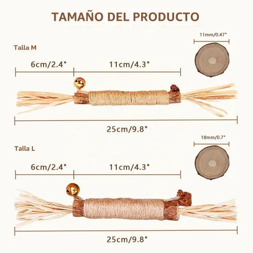 Vista 7 de Silvervine Natural Matatabi Bell Sticks - Juguetes masticables para gatos con golosina de algodón, cuidado de limpieza dental duradera