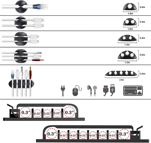Vista 4 de N NOROCME Kit de gestión de cables de 192 piezas, funda organizadora de 4