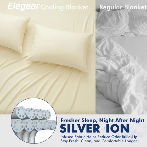 Vista 3 de Elegear Mantas refrescantes con infusión de plata para durmientes acalorados, fibra fresca Arc-Chill 3.0 mejorada (Qmax> 0.5), reducción de olores e
