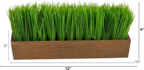 Vista 2 de Planta artificial de hierba de 12 pulgadas en maceta decorativa